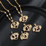 Heart Initial Letter Pendant Necklace for Women