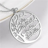 Personalised Tree of Life Necklace with Names Stainless Steel Pendant
