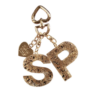 Resin 26 Letters & Foil Keychains Number Keychain Bag Pearl Heart Key Rings
