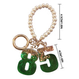 Resin 26 Letters & Foil Keychains Number Keychain Bag Pearl Heart Key Rings
