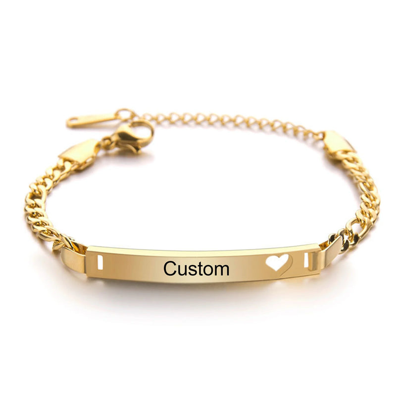 Personalised Baby Bracelet Stainless Steel Engraved Name ID Plate Bracelet