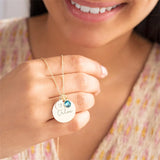 Personalised Birthday Disc Name Necklace With Birthstone Pet Name &Photo Pendant