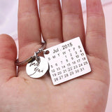 Personalised Calendar Keychain Date Anniversary Wedding Women Men Gift