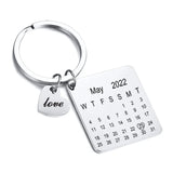 Personalised Calendar Keychain Date Anniversary Wedding Women Men Gift
