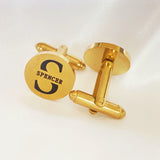 Custom Engraved Name Cufflinks Stainless Steel Square Round Cufflink