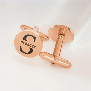 Custom Engraved Name Cufflinks Stainless Steel Square Round Cufflink