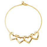 Personalized Name Heart Bracelet Stainless Steel Engraved Mom Bangle