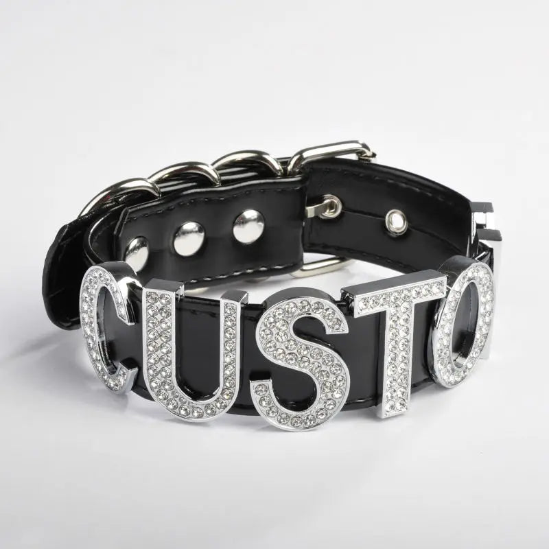 Personalised Leather Choker Letters Collar Gothic Necklace