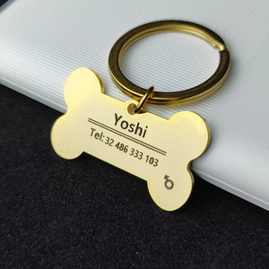 Personalised Pet ID Tag Stainless Steel Collar Cat Name Tags Engraved