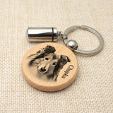 Personalised Dog Photo Keychain Wooden Urn Keyring
