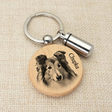 Personalised Dog Photo Keychain Wooden Urn Keyring