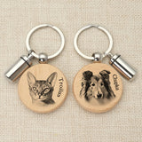 Personalised Dog Photo Keychain Wooden Urn Keyring