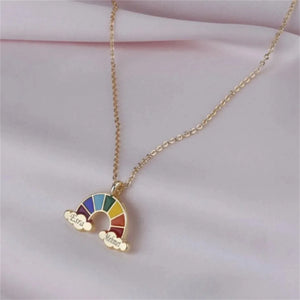 Personalized Rainbow Name Necklace Couple Double Name Necklace 18k Plated
