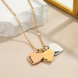 Personalised Family Names Heart Charm Necklace Engraved Stainless Steel Pendant