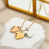 Personalised Family Names Heart Charm Necklace Engraved Stainless Steel Pendant
