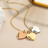 Personalised Family Names Heart Charm Necklace Engraved Stainless Steel Pendant