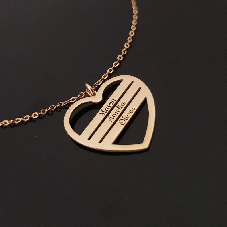 Personalised Heart Name Necklace Women Stainless Steel Couple Family Letter