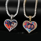 Personalised Heart Pendant Necklace Photo Pendant Micro Pave Charm Jewelry