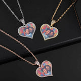 Personalised Heart Pendant Necklace Photo Pendant Micro Pave Charm Jewelry