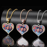 Personalised Heart Pendant Necklace Photo Pendant Micro Pave Charm Jewelry