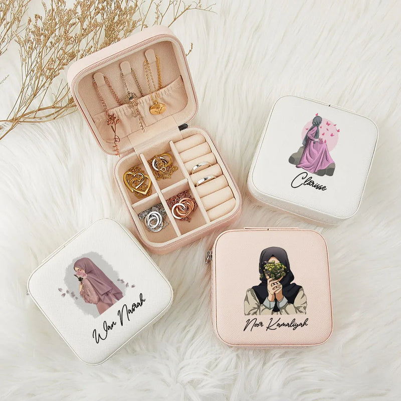 Personalised Hijabi Girl Jewelry Box with Name - Muslim Girls Gift