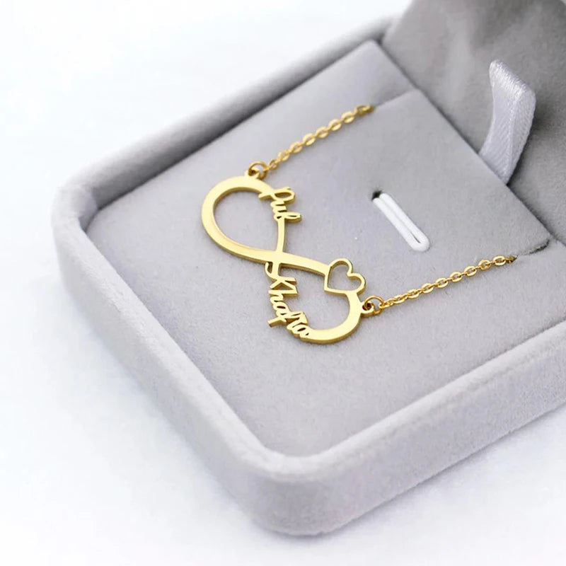 Personalised Three Name Infinity Necklace for Family and Friends