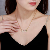 Zircon Initial Letter Necklace for Women A-Z Stainless Steel Chain Jewelry