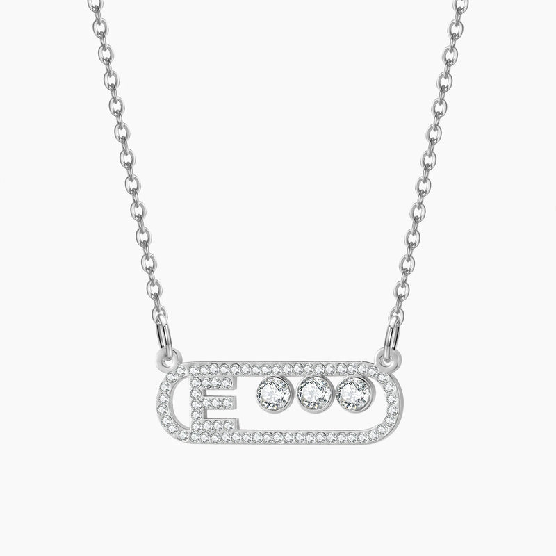 Zircon Initial Letter Necklace for Women A-Z Stainless Steel Chain Jewelry