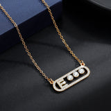 Zircon Initial Letter Necklace for Women A-Z Stainless Steel Chain Jewelry