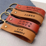 Custom Coordinates Keychain Gift For Men Personalised Leather Keychain