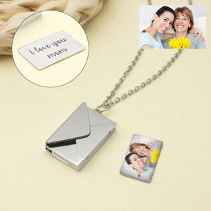 Personalised Envelope Pendant Necklace Love Letter Locket Hidden Photo Gift