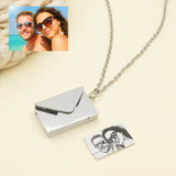 Personalised Envelope Pendant Necklace Love Letter Locket Hidden Photo Gift