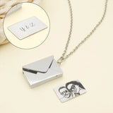 Personalised Envelope Pendant Necklace Love Letter Locket Hidden Photo Gift