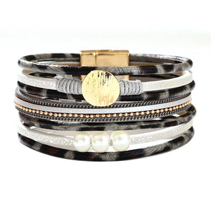 Leopard Pearl Bracelet Multilayer Magnetic Women's Circlet