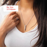 Personalised Name Necklace Vertical Bar Necklace Engraved 3D Bar Necklace
