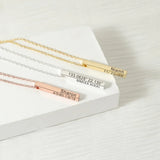 Personalised Name Necklace Vertical Bar Necklace Engraved 3D Bar Necklace