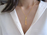 Personalised Name Plate Vertical Name Bar Necklace For Women Unisex