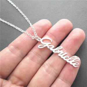 Personalised Name Plate Vertical Name Bar Necklace For Women Unisex
