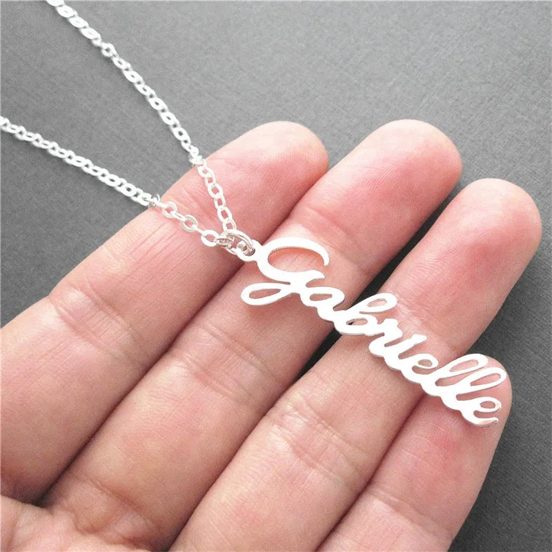 Personalised Name Plate Vertical Name Bar Necklace For Women Unisex
