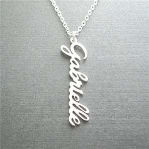 Personalised Name Plate Vertical Name Bar Necklace For Women Unisex