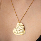 Family Tree Heart Necklace with Engraved Names