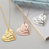 Family Tree Heart Necklace with Engraved Names