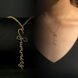 Personalised Vertical Letter Pendant Necklace Cross Choker