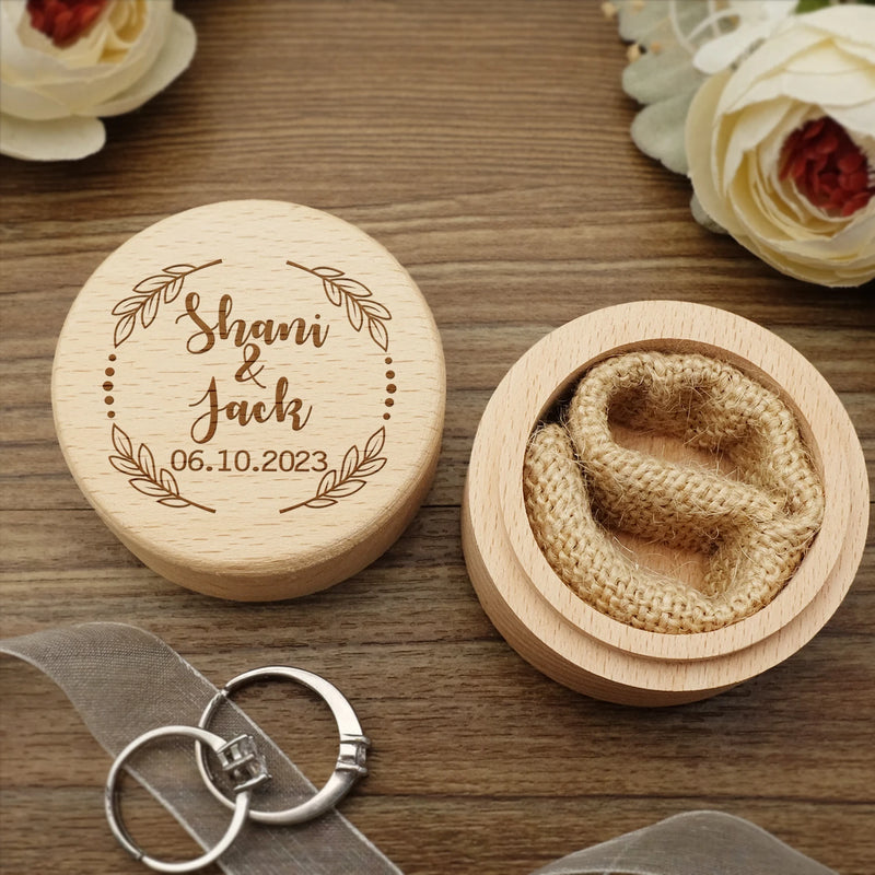 Personalised Wedding Ring Bearer Box Wooden Ring Box for Wedding