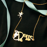 18k Stainless Steel Angel Cupid Name Necklace