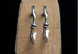 925 Sterling Silver Round Hoop Earrings Halloween Party Skull Jewelry