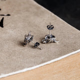 925 Sterling Silver Skull Stud Earrings Vintage Punk Rock Earrings
