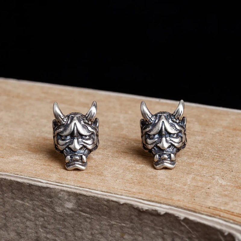 925 Sterling Silver Skull Stud Earrings Vintage Punk Rock Earrings
