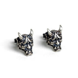 925 Sterling Silver Skull Stud Earrings Vintage Punk Rock Earrings