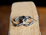 Real Antique 925 Sterling Silver Hoop Earrings Piercing Thorns Earring